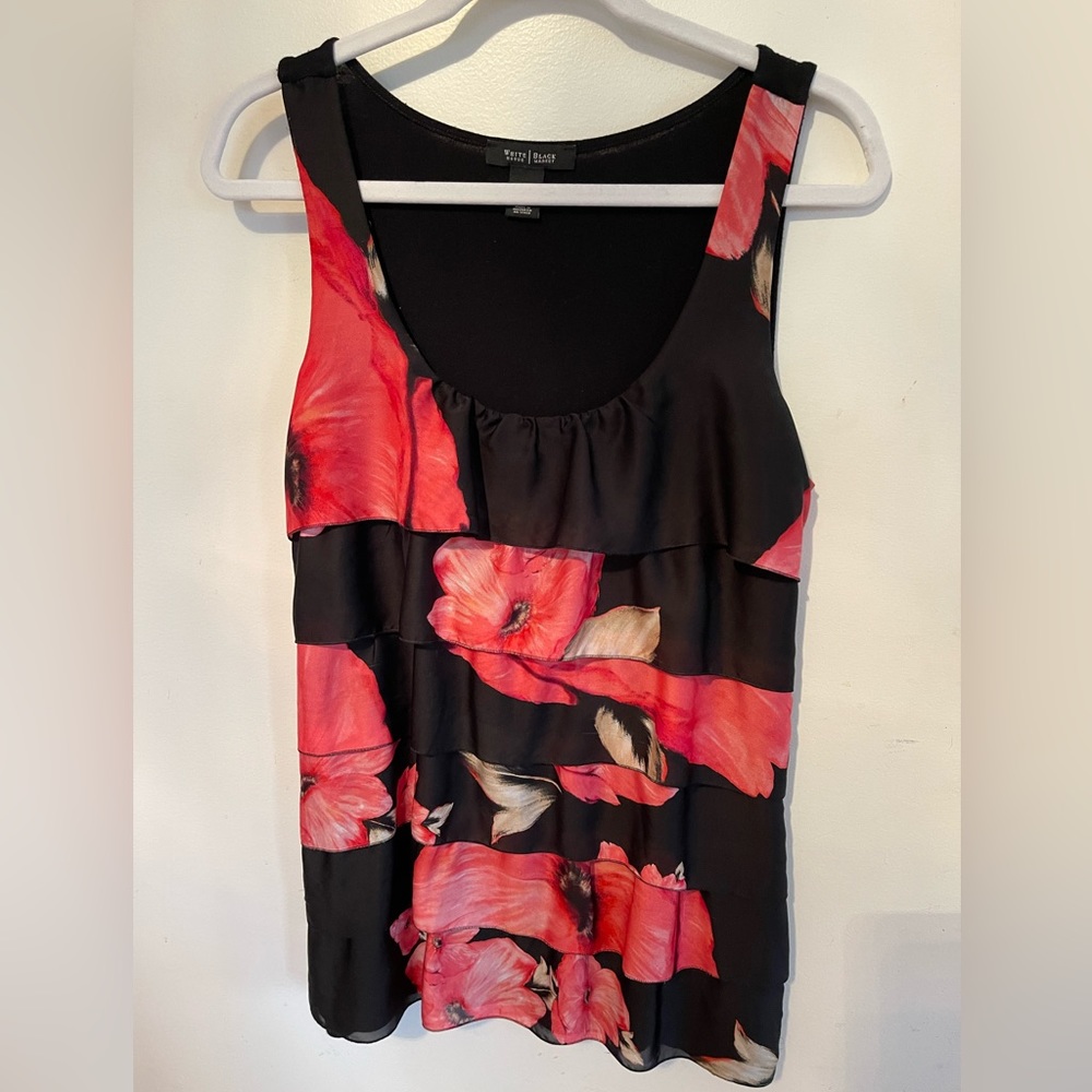 White House Black Market Floral sleeveless top L